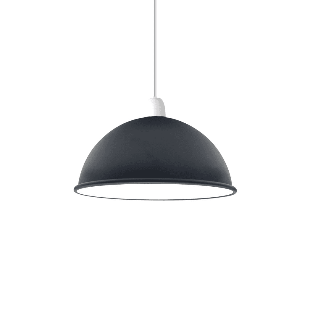 image-Vintage Black Inner White Industrial Easy Fit Dome Shaped Lamp Shade Pendant, Wall Light Metal E27 Light Fitting 60W