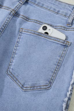 image-Beau Blue Contrast Stripe Frayed Side Panel Patchwork Shift Jeans