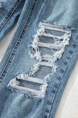 image-Myosotis Ripped Knee Fit Flare Jeans - Raw Hem