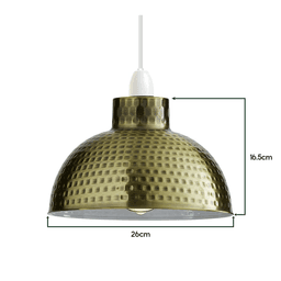 image-2 Pack Green Brass Retro Easy Fit Lamp Light Shade E27 Base Pendant Metal 26cm Dome Shape Large Lamp Shades