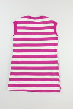 image-Rose Stripe Cap Sleeve Pocketed Shift T-shirt Dress