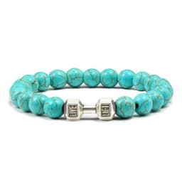 image-Turquoise Energy Gun Black Electroplated Alloy Barbell Bracelet