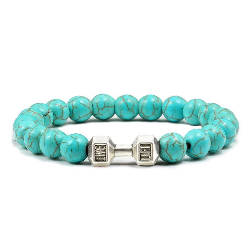 image-Turquoise Energy Gun Black Electroplated Alloy Barbell Bracelet