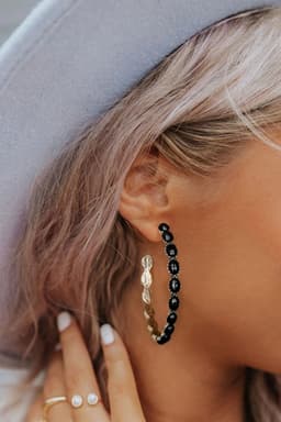 image-Sky Blue Gem Inlay Retro C-Shape Earrings