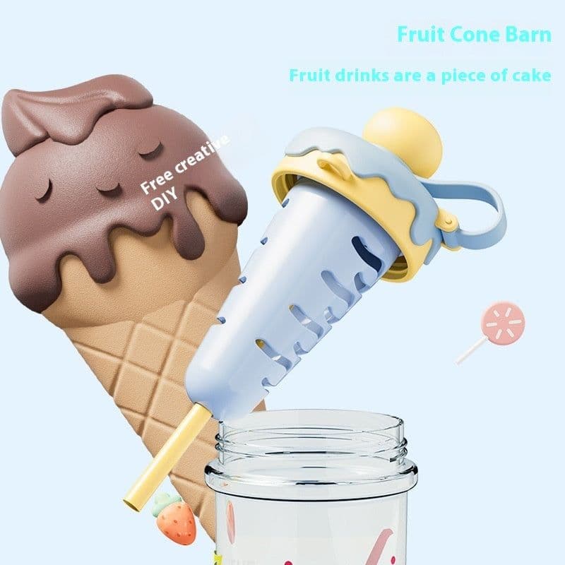 image-Portable Lanyard Strap Plastic Cup Large Capacity Tea Water Separation Water Cup