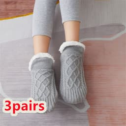 image-Winter Woolen Socks Women Thicken Warm Home Bedroom Socks Slippers Men Non-slip Foot Warmer Snow Socks Calcetines Mujer