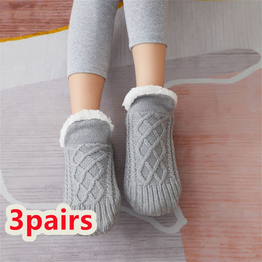 image-Winter Woolen Socks Women Thicken Warm Home Bedroom Socks Slippers Men Non-slip Foot Warmer Snow Socks Calcetines Mujer