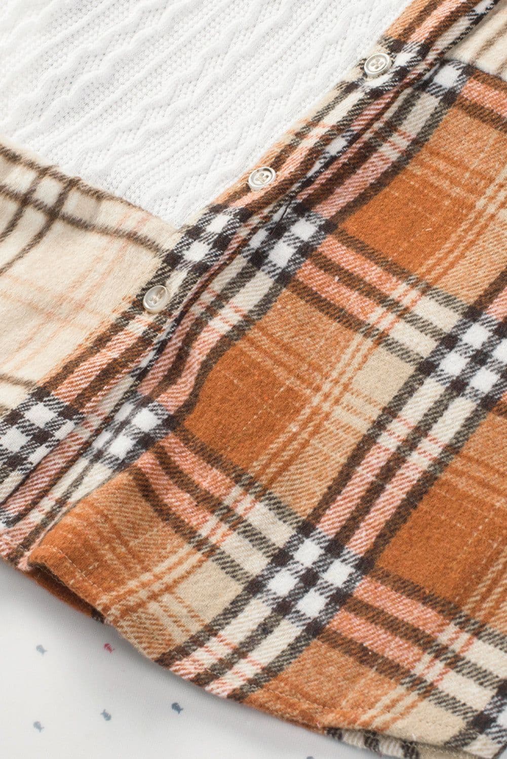 image-Plaid Color Block Patchwork Shirt Jacket - Orange, Sizes S-2XL