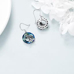 image-Sterling Silver Viking Wolf Earrings Necklace Jewelry with Crystal