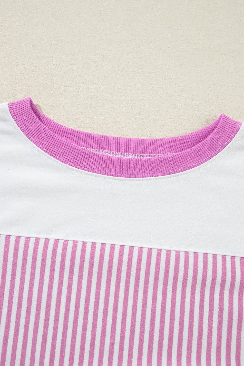 image-Phalaenopsis Striped Patchwork 3/4 Sleeve Top