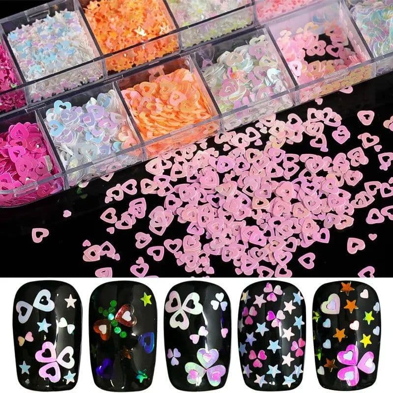 image-12 Colors Nails Abalone Shell Fragments Texture Natural Sea Shell 3d Glitter Nail Art Decoration Powder Sequins Beauty Tools