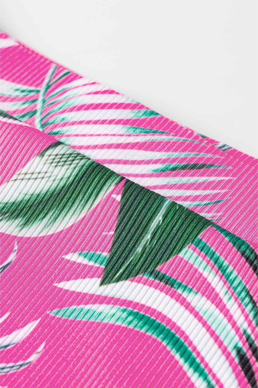 image-Rose Tropical Print Textured Bikini Bottoms