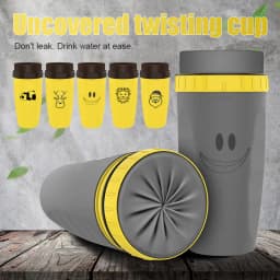 image-No Cover Twist Cup Travel Portable Cup Double Insulation Tumbler Straw Sippy Water Bottles Portable For Children Adults