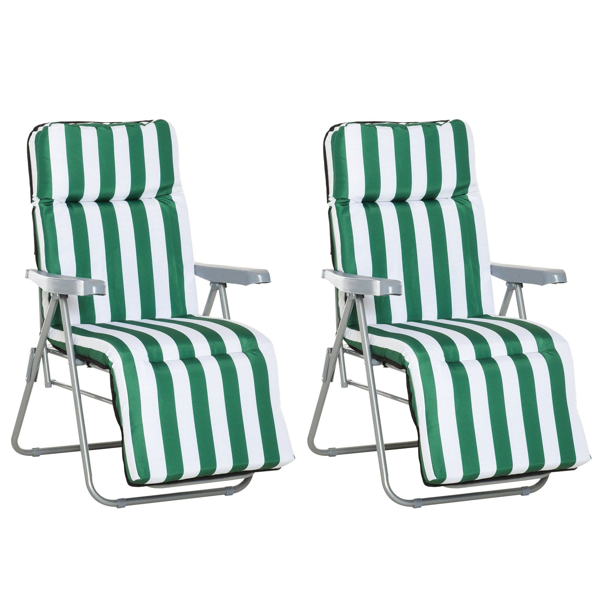 image-2 Outdoor Sun Recliners Loungers Folding Multi Position Relaxers Chair & Cushion