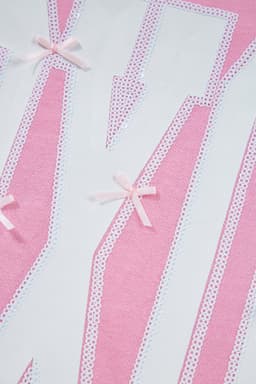 image-Pink Bow Sequin XOXO Letter Graphic Exposed Seam Baggy Sweatshirt