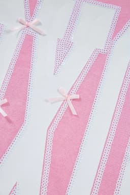 image-Pink Bow Sequin XOXO Letter Graphic Exposed Seam Baggy Sweatshirt