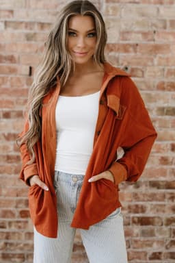 image-Gold Flame Velvet Flap Pockets Drop Shoulder Shacket