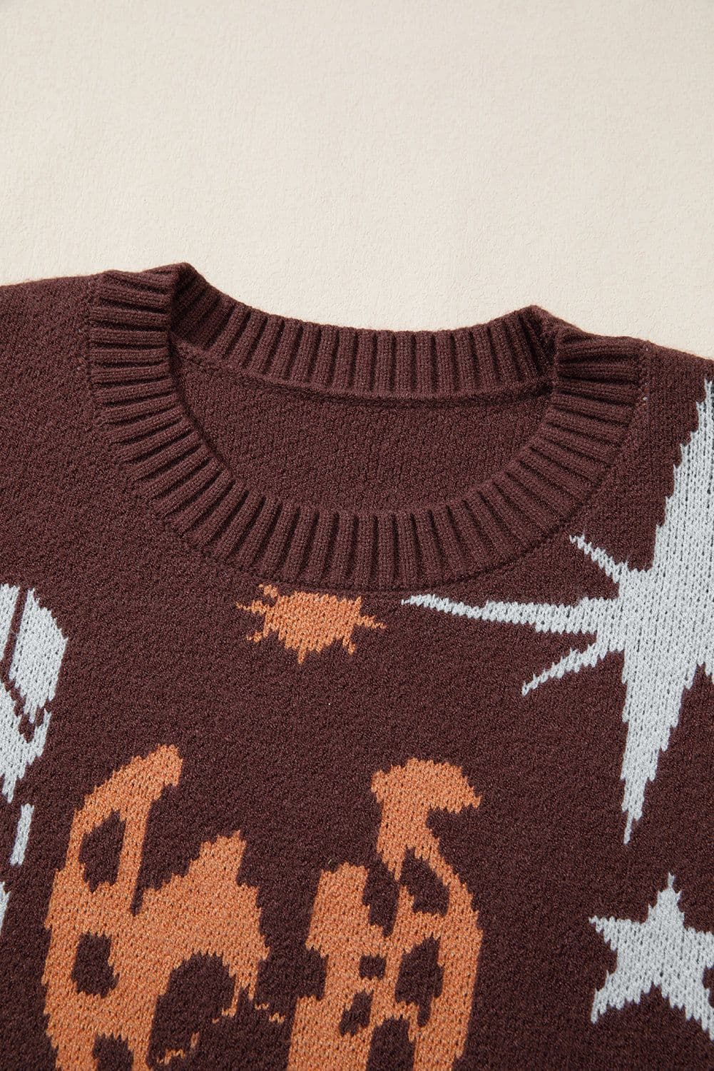 image-Brown Cowgirl Fashion Print Casual Sweater