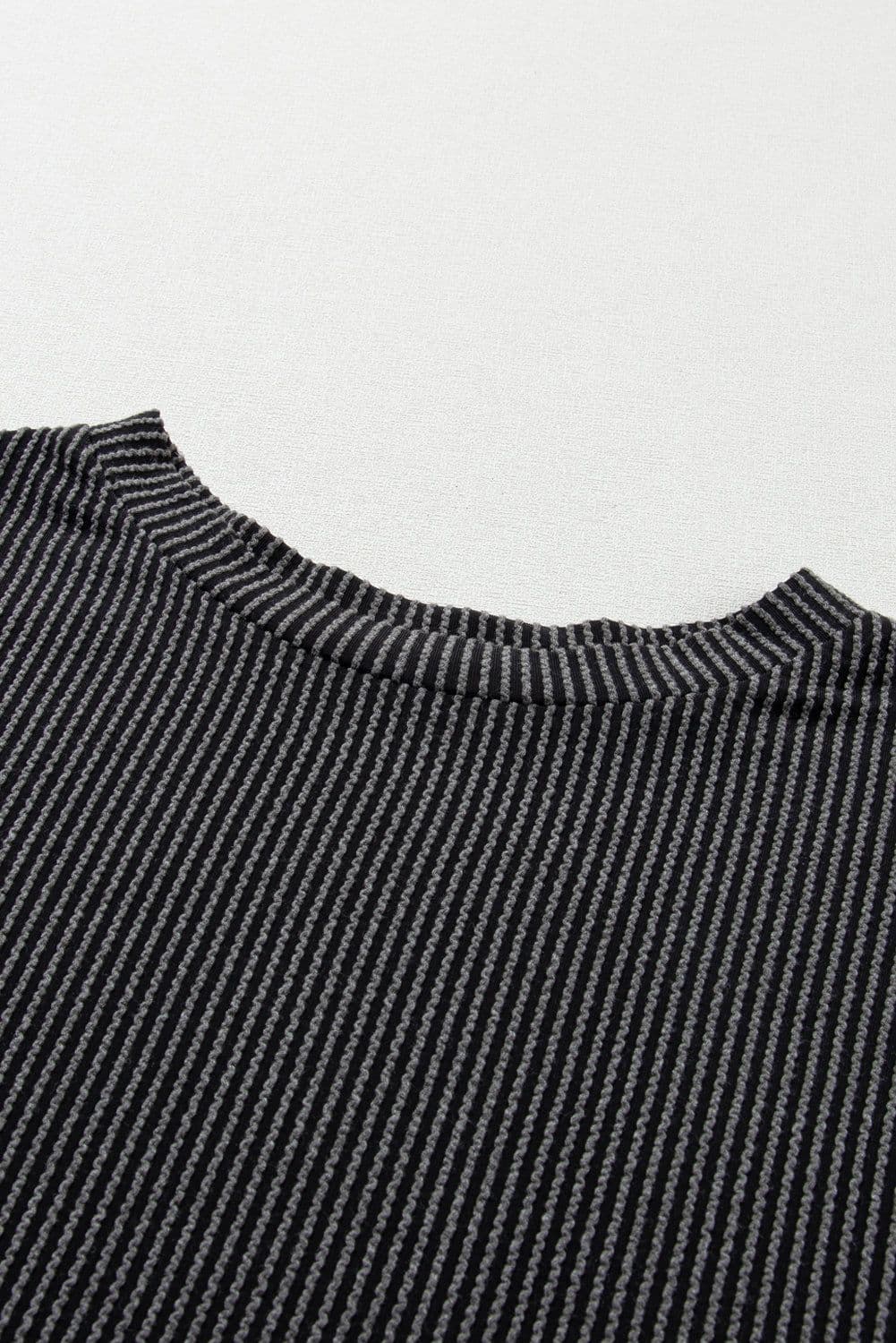 image-Phalaenopsis Ribbed Textured Knit Loose Fit Tee and Shorts Set