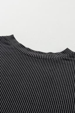image-Phalaenopsis Ribbed Textured Knit Loose Fit Tee and Shorts Set