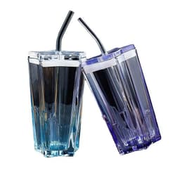 image-New Glass Water Cup Five-pointed Star Cup With Straw