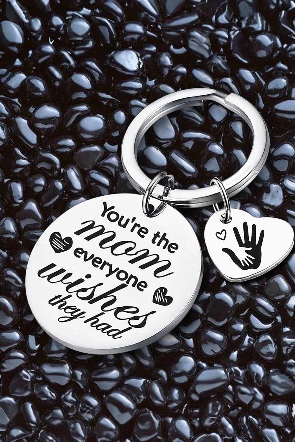 image-Heart Shape Lettered Alloy Keychain