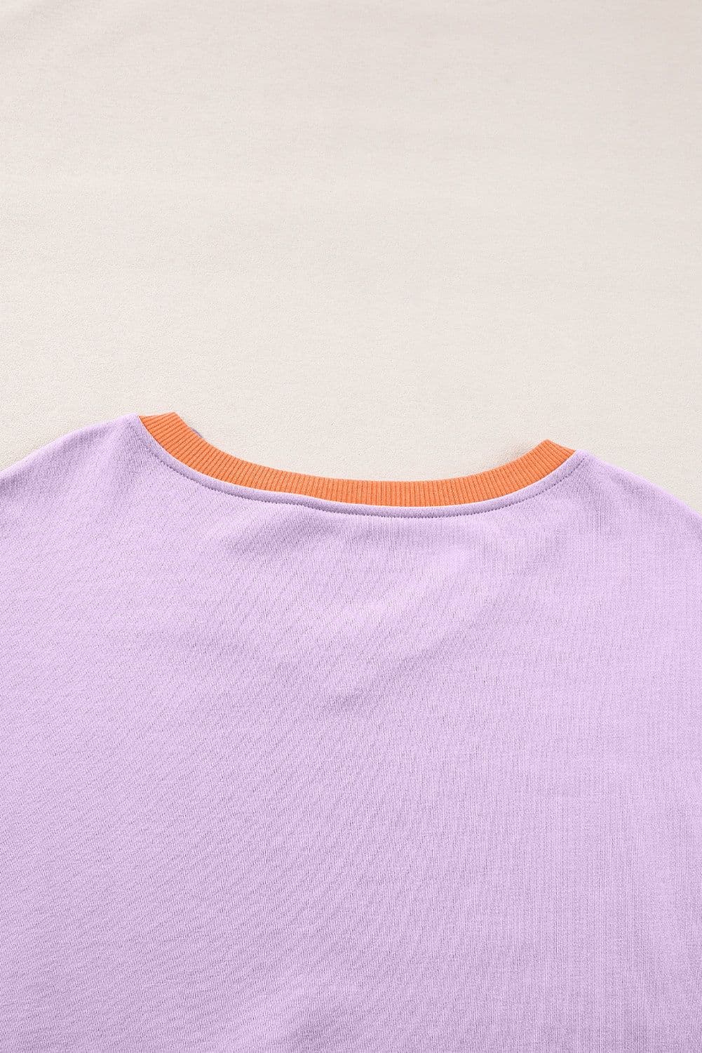 image-Orchid Bouquet Contrast Rib Knit Patchwork Drop Shoulder V Neck Sweatshirt