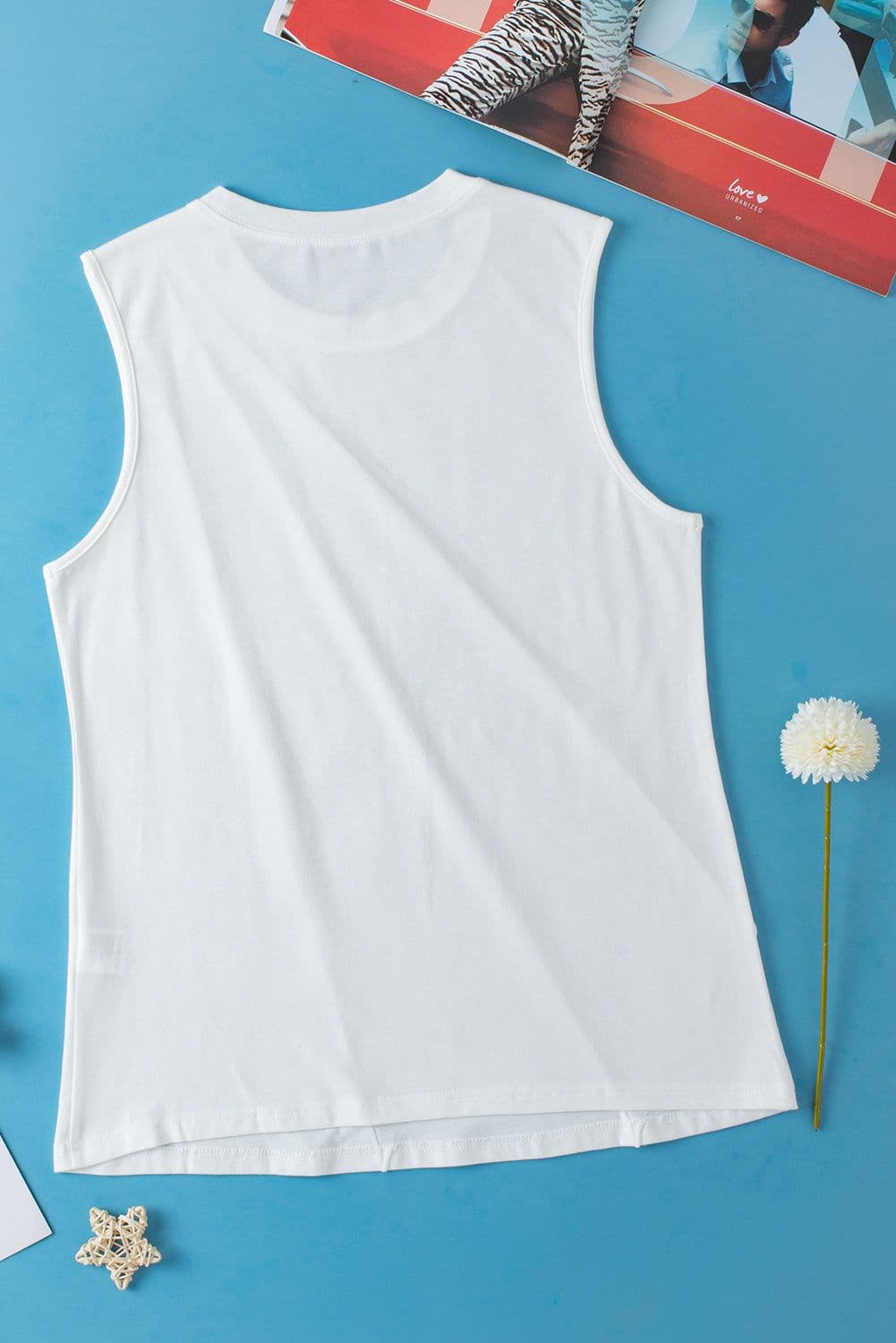 image-White Crew Neck Pleated Tank Top