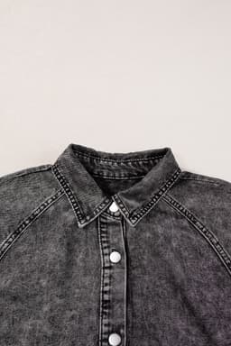 image-Beau Blue Mineral Wash Ruffled Denim Dress