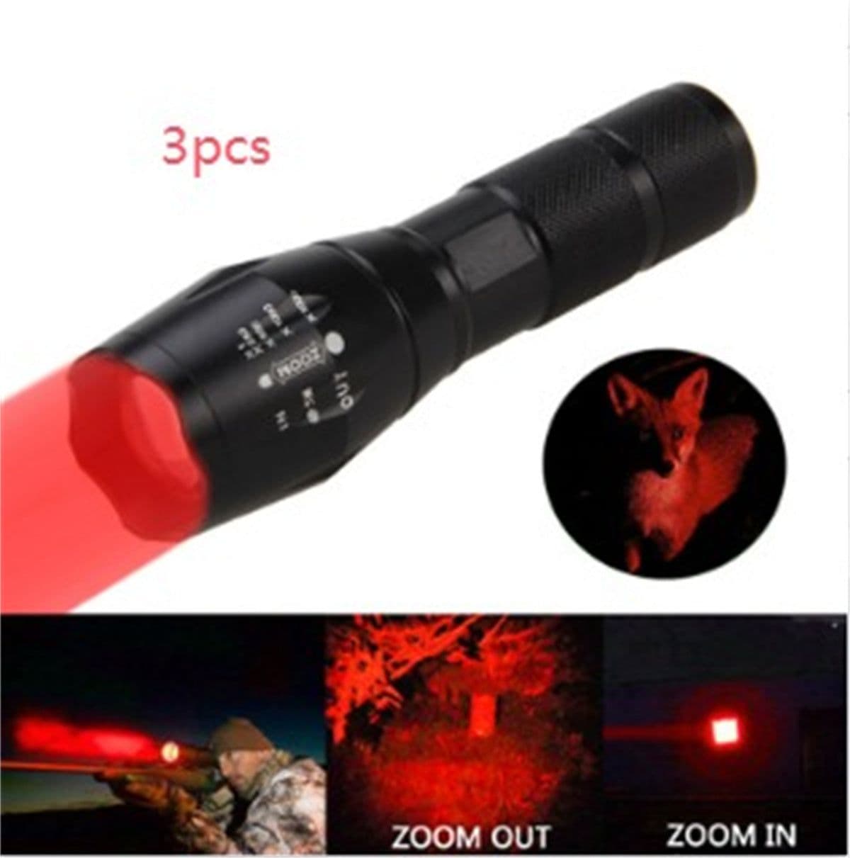 image-Portable Mini Flashlight LED ZOOM Torch Hunting Zoomable Flashlight Torch Light