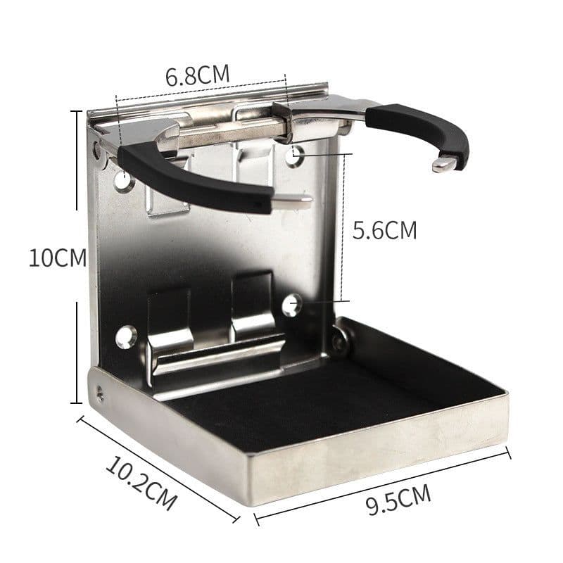 image-Accessories Yacht Boat RV Stainless Steel Easy Folding Water Cup Holder Adjustable Retractable Water Cup Holder