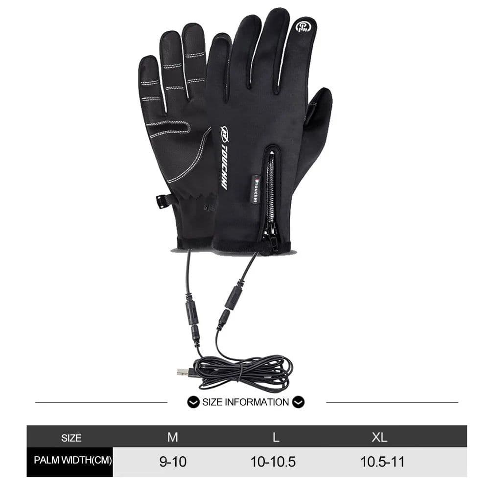 image-Heated Gloves Eletric Thermal Heat Gloves Winter Warm Touch Screen Skiing Hunting Fishing Waterproof Heated Rechargeable Gloves