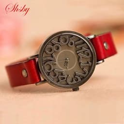 image-Shsby New Vintage Digital Hollow Genuine Cow Leather Strap Watches Women Dress Watches Female Quartz Watch Student Leisure Watch