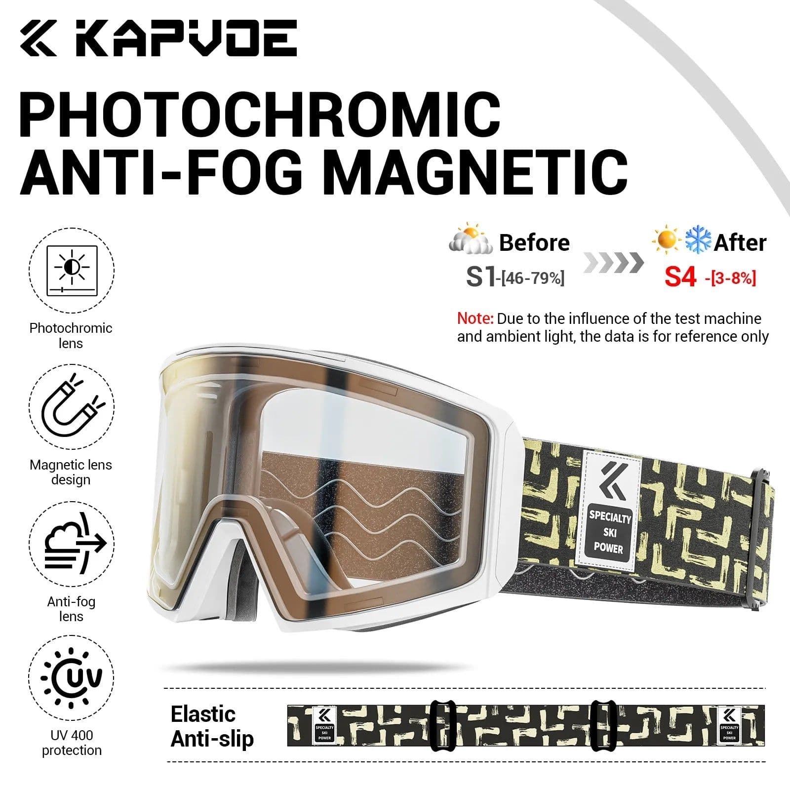 image-KAPVOE Photochromic Men Women Outdoor Sports Ski goggles Anti-fog Snowboarding Snowmobile Glasses UV400 Teen Charistmas Cycling