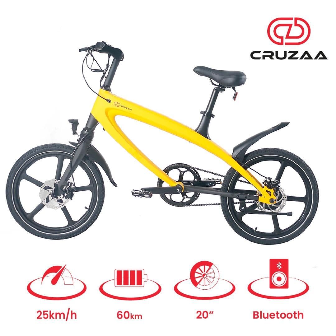 image-The Official Solar Beam Yellow E-Bike with Built-in Speakers & Bluetooth (Range up to 60km)