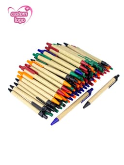 image-Lot 100pcs ECO Paper Ball Pen Black Ink Ballpoint Green Concept Custom pen Promotion Logo Gift Giveaway Personalized Pen Freebie