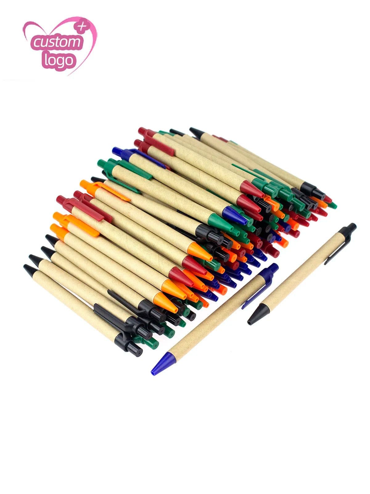 image-Lot 100pcs ECO Paper Ball Pen Black Ink Ballpoint Green Concept Custom pen Promotion Logo Gift Giveaway Personalized Pen Freebie