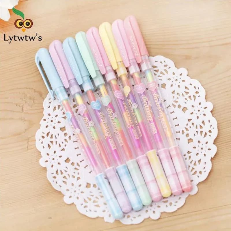 image-1 Pcs Lytwtw's Stationery Kawaii Cute Lovely Candy text marker Gel Pen Student School Office Supply Change 7 Colors Draw Glitter