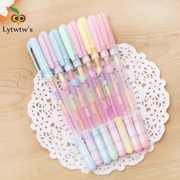 image-1 Pcs Lytwtw's Stationery Kawaii Cute Lovely Candy text marker Gel Pen Student School Office Supply Change 7 Colors Draw Glitter