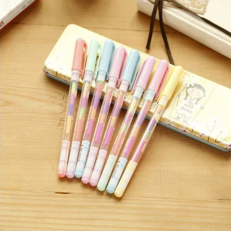 image-1 Pcs Lytwtw's Stationery Kawaii Cute Lovely Candy text marker Gel Pen Student School Office Supply Change 7 Colors Draw Glitter