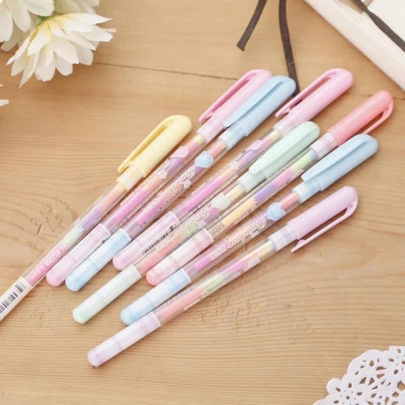 image-1 Pcs Lytwtw's Stationery Kawaii Cute Lovely Candy text marker Gel Pen Student School Office Supply Change 7 Colors Draw Glitter