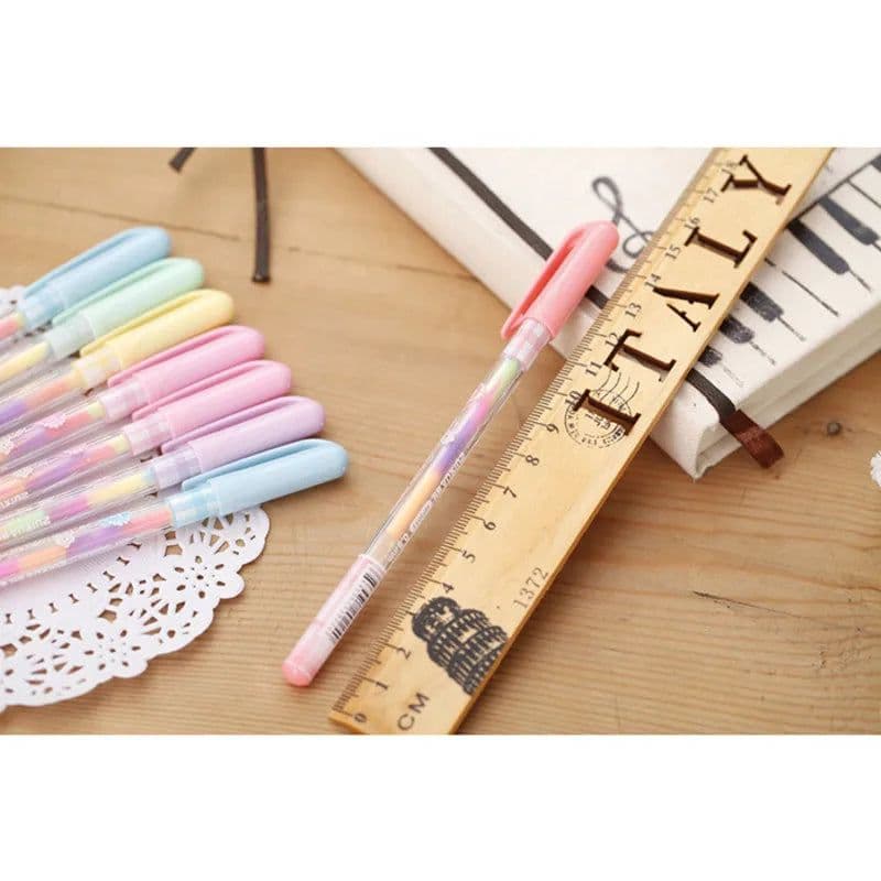 image-1 Pcs Lytwtw's Stationery Kawaii Cute Lovely Candy text marker Gel Pen Student School Office Supply Change 7 Colors Draw Glitter