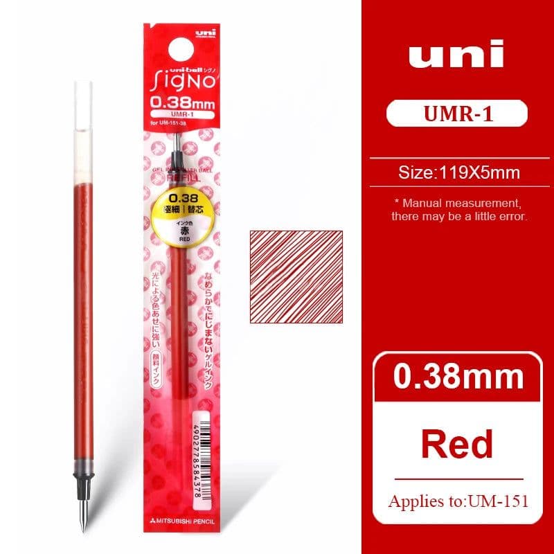image-12 Pcs/Lot Uni-Ball Signo Refill UNI Mitsubishi UMR-1 Gel Pen Refill 0.38mm Fine Financial For UM-151