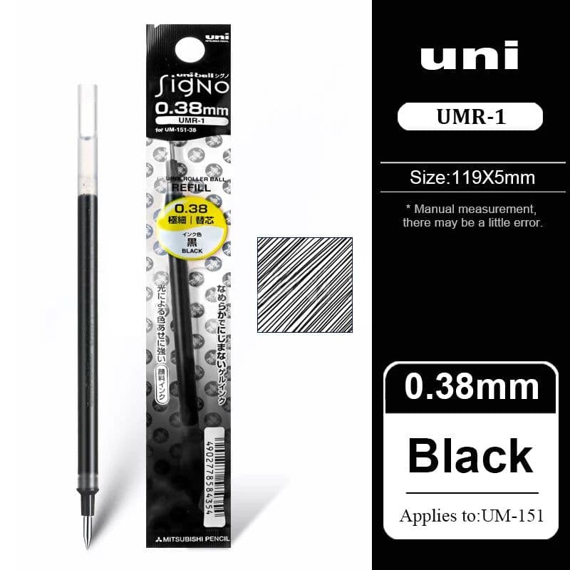 image-12 Pcs/Lot Uni-Ball Signo Refill UNI Mitsubishi UMR-1 Gel Pen Refill 0.38mm Fine Financial For UM-151
