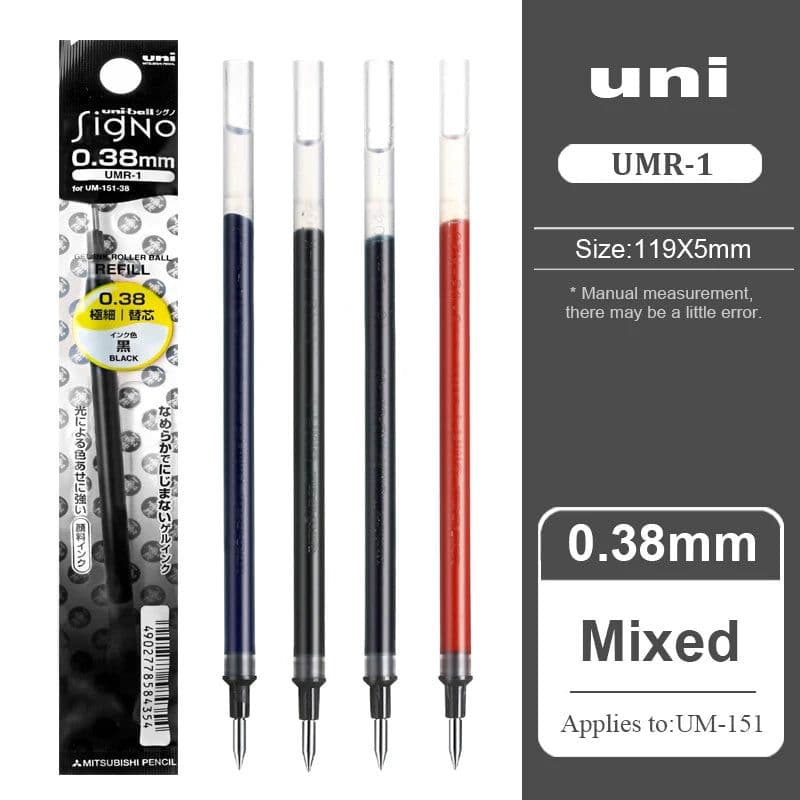image-12 Pcs/Lot Uni-Ball Signo Refill UNI Mitsubishi UMR-1 Gel Pen Refill 0.38mm Fine Financial For UM-151