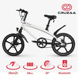 image-The Official Racing White E-Bike with Built-in Speakers & Bluetooth (Range up to 60km)