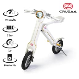 image-The Cruzaa PRO Electric Scooter - 35km Range & 25kmh Top Speed Cruzaa Built in Bluetooth & Speakers + USB - Racing White
