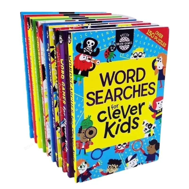 image-10Pcs Word Searchs Brain Maths Times Tables Games Quiz Travel Puzzles for Clever Kids English Reading Book Children Education
