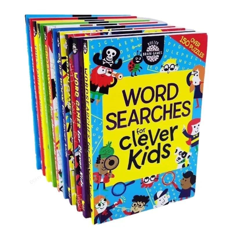 image-10Pcs Word Searchs Brain Maths Times Tables Games Quiz Travel Puzzles for Clever Kids English Reading Book Children Education