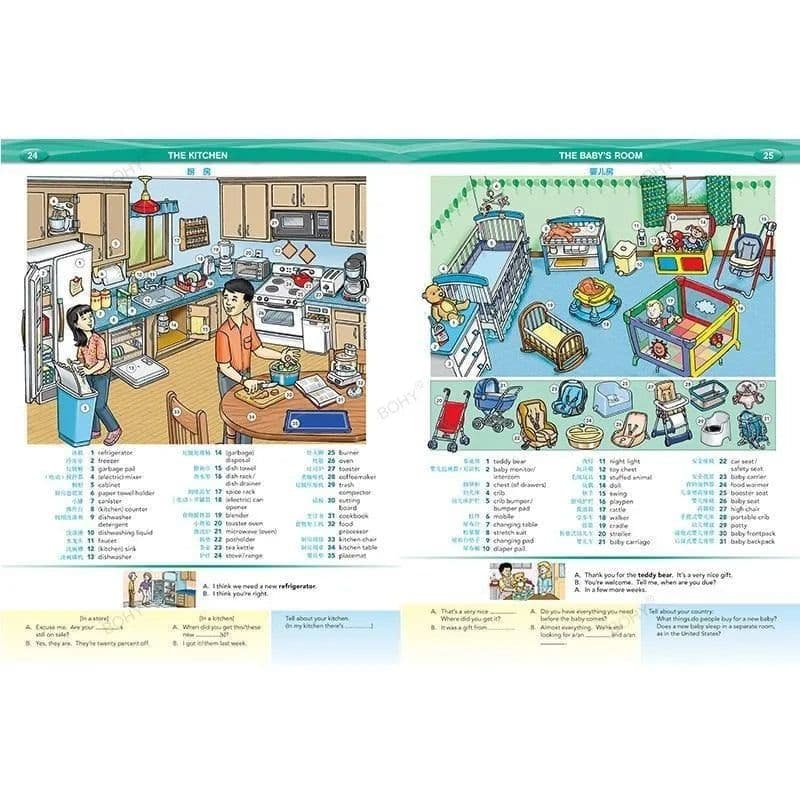 image-Word By Word Picture Dictionary Book English Chinese Bilingual Children Phonics English Vocabulary Course Book